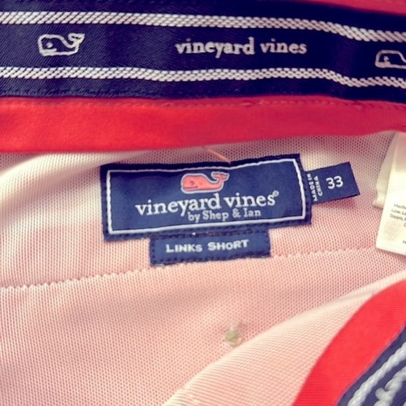 Men’s Vinyard Vines Links 100% Polyester Salmon Color Golf Shorts Size 33 - Picture 6 of 7